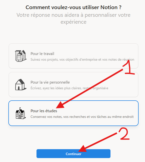 Notion vous demande le style d'usage que vous préférez
