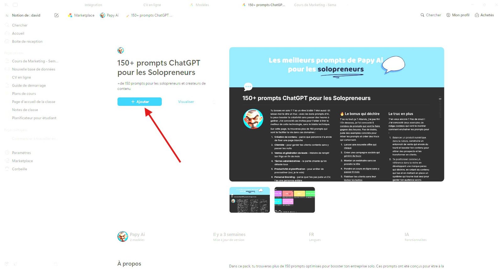 Il suffit de cliquer sur un template pour le sélectionner puis cliquer sur le bouton pour l"ouvrir.