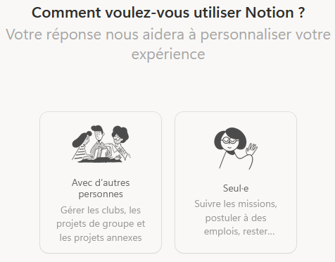 Si vous souhaitez travailler en équipe, précisez le ici à Notion