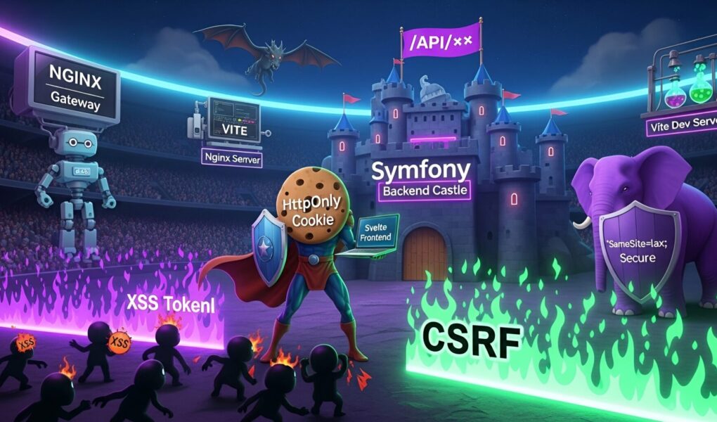 Guide Senior pour découpler Symfony (API) et Svelte (SPA) : Apprenez l'authentification par Cookies HttpOnly, le traitement CSRF, et la configuration des endpoints /api/* avec des snippets Vite, Nginx et curl.